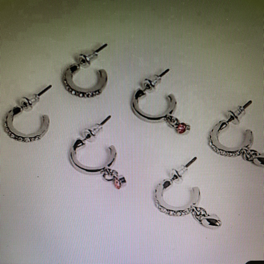New Topshop Hoop And Dangle Hoop Silver And Stone Earrings